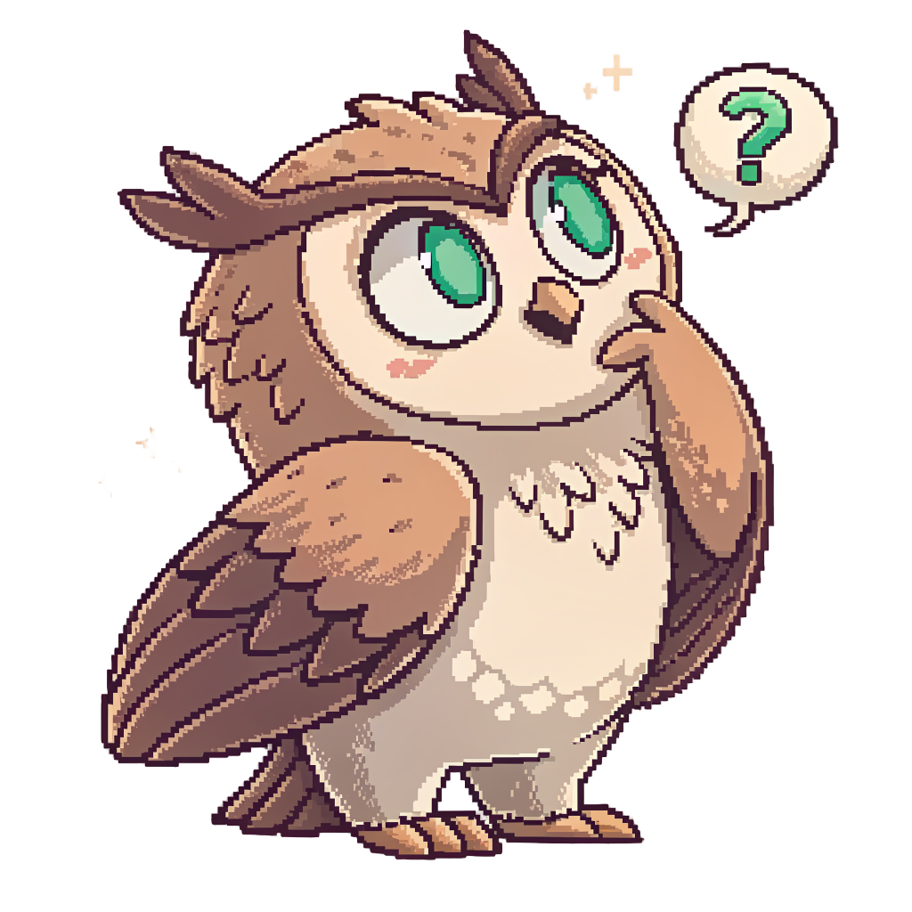 Сова-маскот думает над вопросом